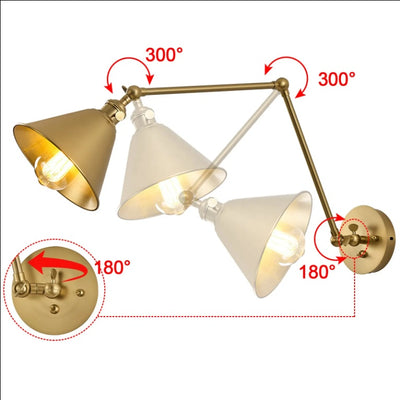 Integrated Airdrop Brass Black  Swing Arm Wall Light